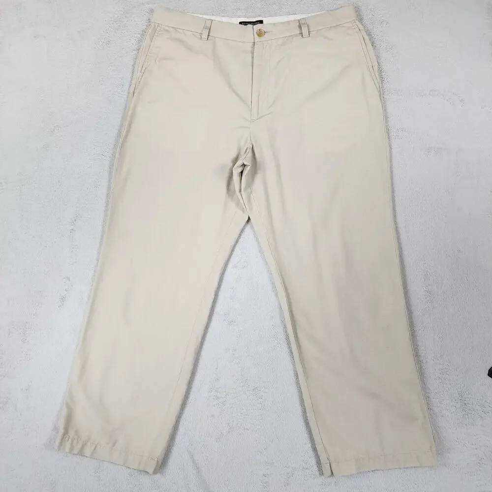Banana Republic Gavin Chino Pants Mens 38x30 (Fit 38x29) Linen Blend Flat Beige